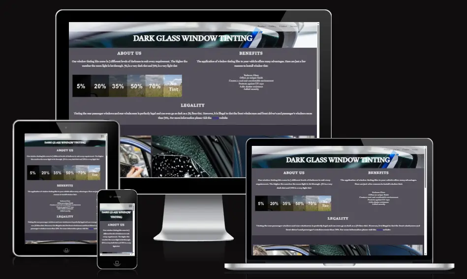 Dark Glass tinting site preview