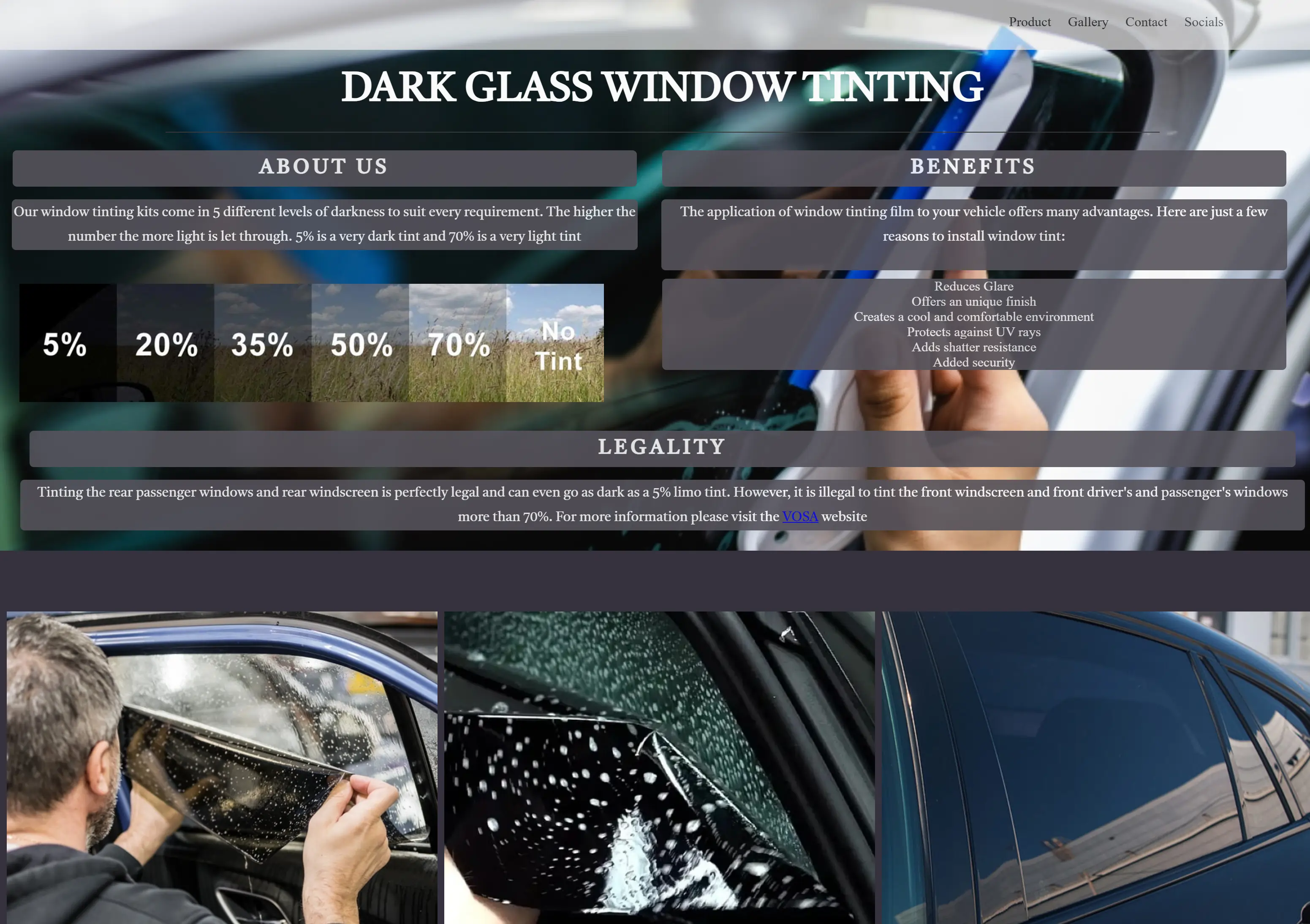 DarkGlass Window Tinting site preview